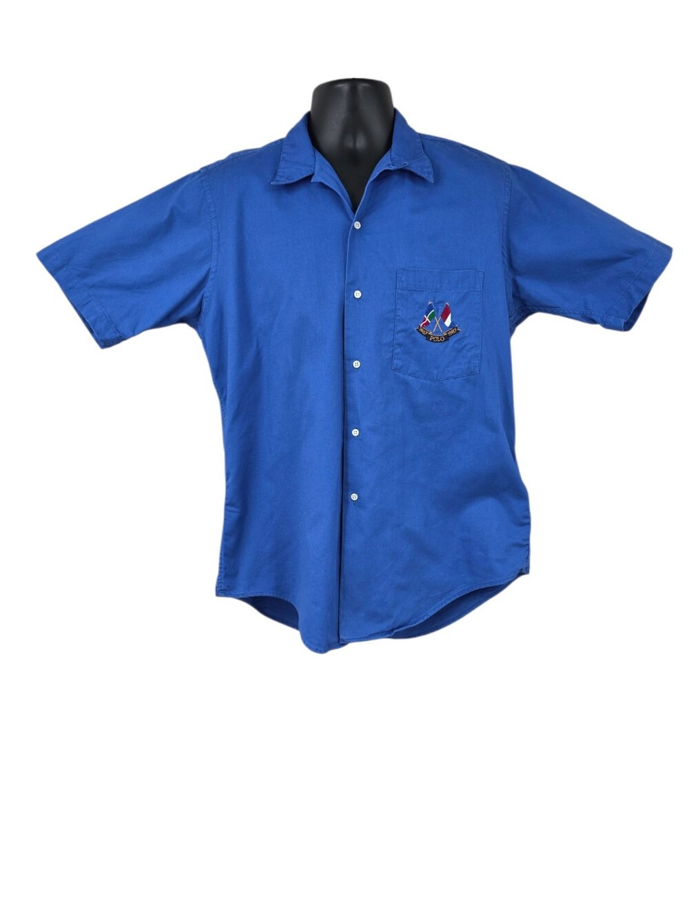 80s Polo Ralph Lauren Button Up Camp Collar Shirt Embroidered Flag Pocket